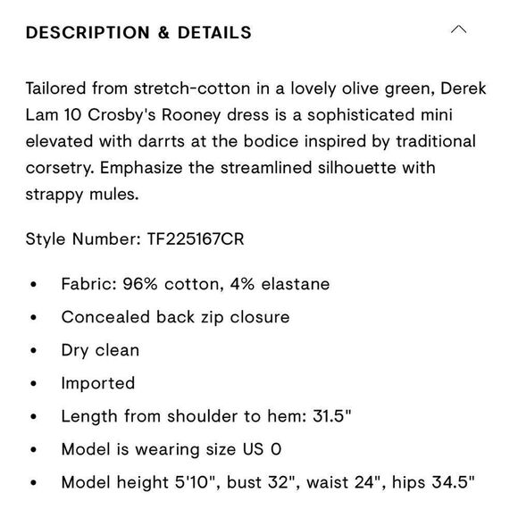 DEREK LAM 10 CROSBY Rooney Cotton-Blend Mini Dress in Army Olive - Picture 8 of 13